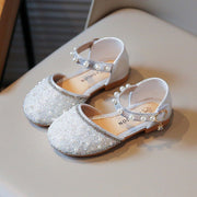 Jlong Summer Kids Girls Vintage Sandals Korean Style Princess Fashion Pearl Beads