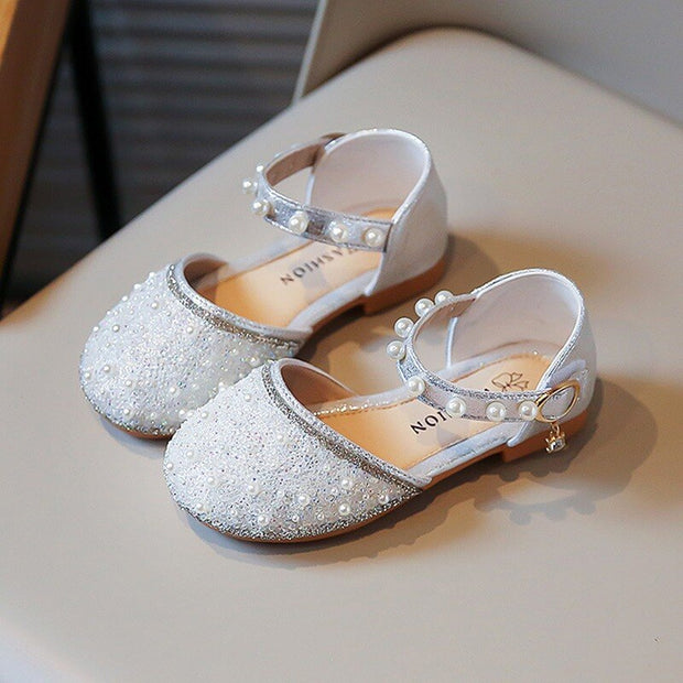 Jlong Summer Kids Girls Vintage Sandals Korean Style Princess Fashion Pearl Beads