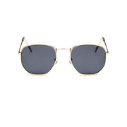 Hexagon Sunglasses Men Brand Designer Small Square Sunglases Metal Frame