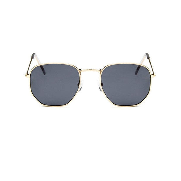 Hexagon Sunglasses Men Brand Designer Small Square Sunglases Metal Frame