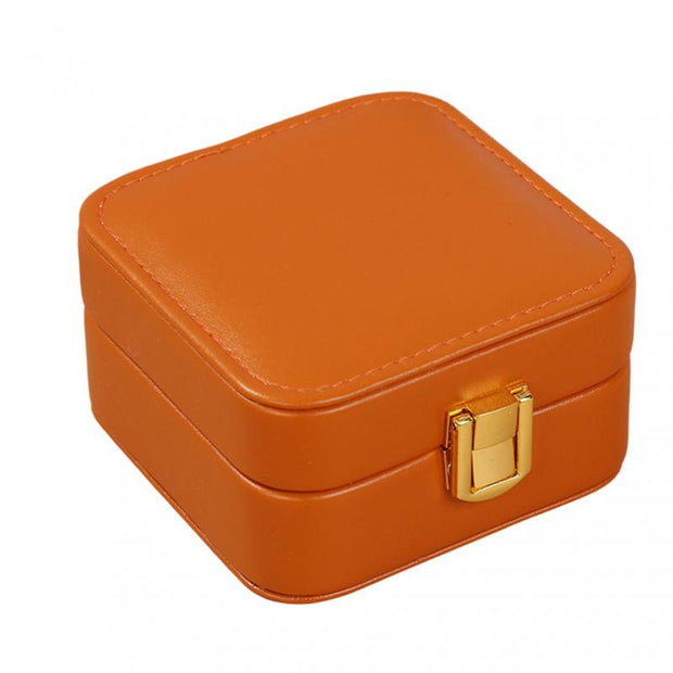Protable Leather Jewelry Box Small Earrings Holder Ring Necklace Casket For Jewelry