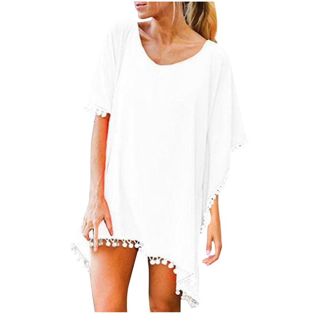 Women Chiffon Tassels Swimsuit Cover Up Sexy Bikini