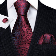 3PC Fashion Luxury Dark Floral 100% Silk Tie Gifts For Men Suit
