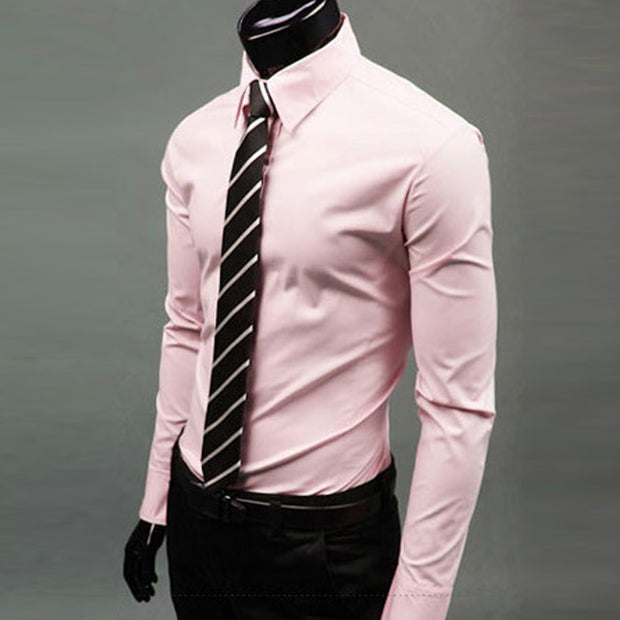Button Up T Shirt Slim Fit Casual Long-sleeved Blouse Formal Social Business