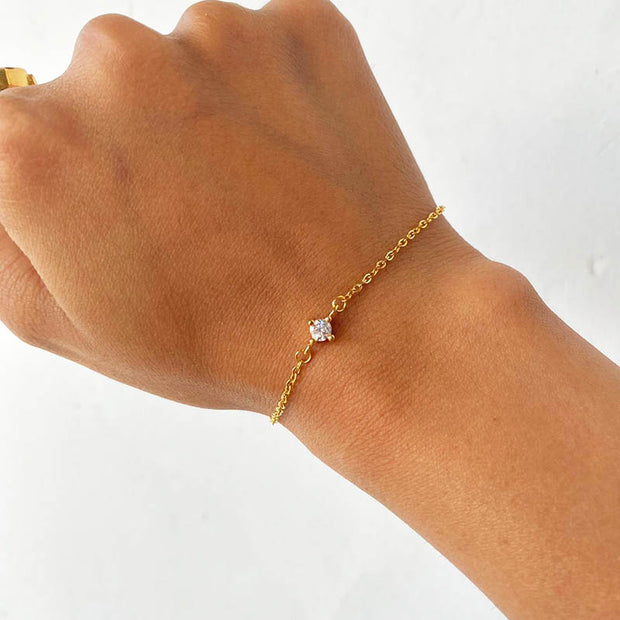 Single Zircon Circle Bead Bracelets For Women Stainless Steel Bracelet Summer Jewelry