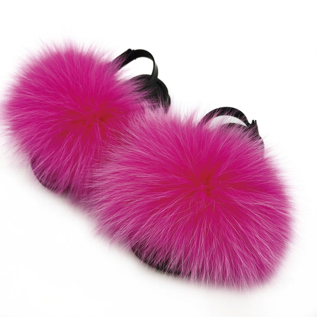 Toddler Fur Slides with Back Strap Kid Furry Stylish Slippers