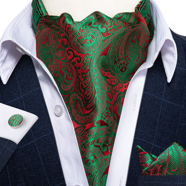 Luxury Men&#39;s Vintage Paisley Floral Formal Cravat Ascot Tie Self British Style