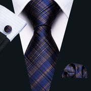 Fashion Green Plaid Men Tie Set Silk Jacquard Necktie Wedding Business