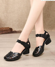 Genuine Leather Shoes Woman Retro Hollow Out Sandals