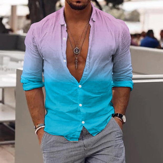 Luxury Hawaiian Men's Gradient Color Shirt 3d Printed