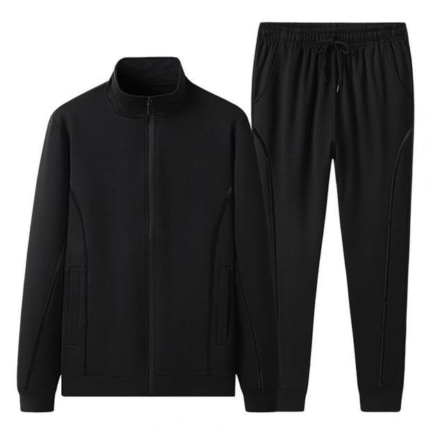 Two Piece Set Pants Activewear Drawstring Men Sportswear Zipper Coat