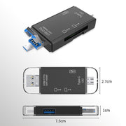 6 in 1 OTG USB 3.0 Type-C Card Reader for Secure Digital/TF Cardreaders Splitter