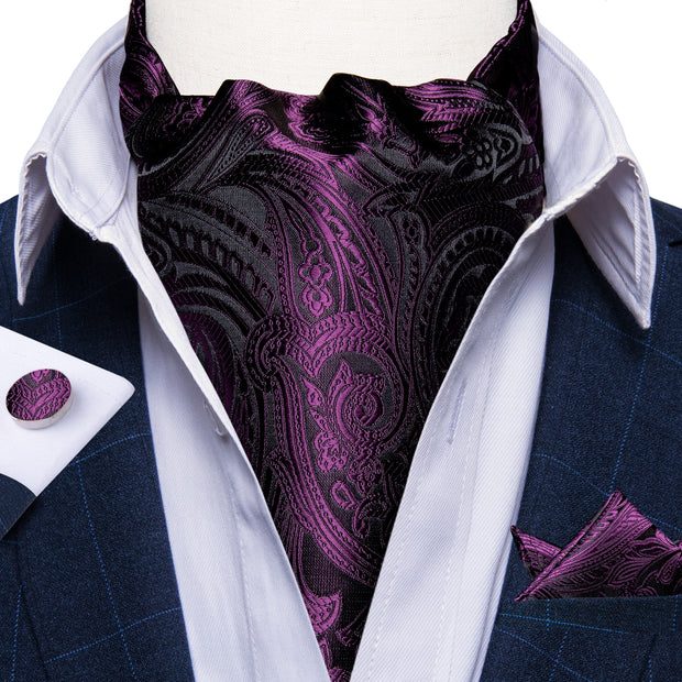 Luxury Men&#39;s Vintage Paisley Floral Formal Cravat Ascot Tie Self British Style