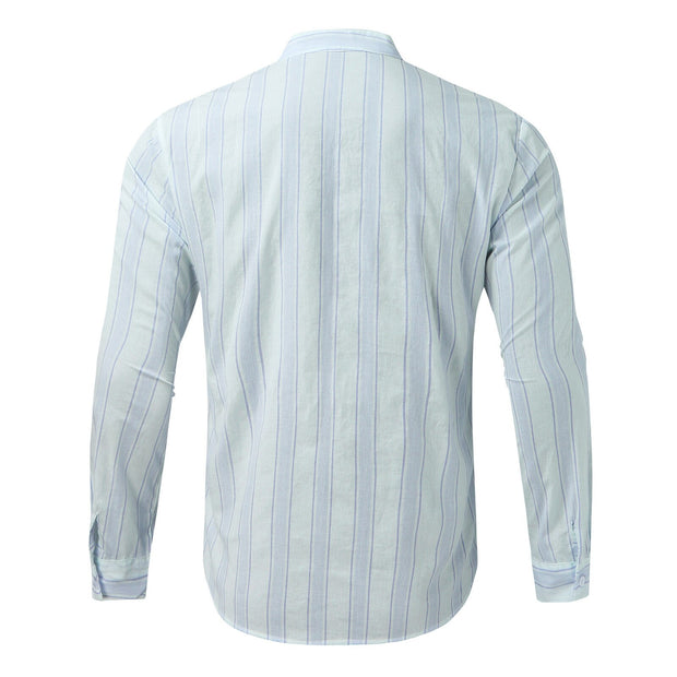 2022 Summer Stripe Shirt Men Blouse Baggy Long Sleeve Button