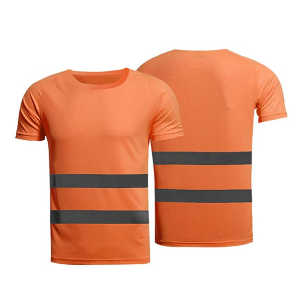 Men Reflective Safety T-Shirt Short Sleeve High Visibility Tees Tops Safe Gear For Construction Site