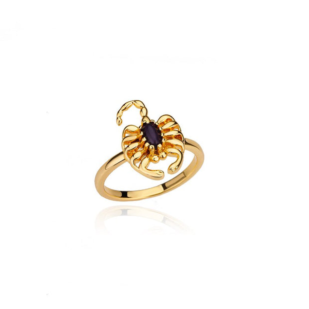 Fashion Black Zircon Scorpion Rings For Women Stainless Steel Gold Plated Finger Ring