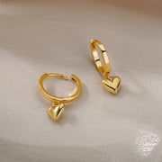 Heart Earrings For Women Girl Stainless Steel Vintage Love Heart
