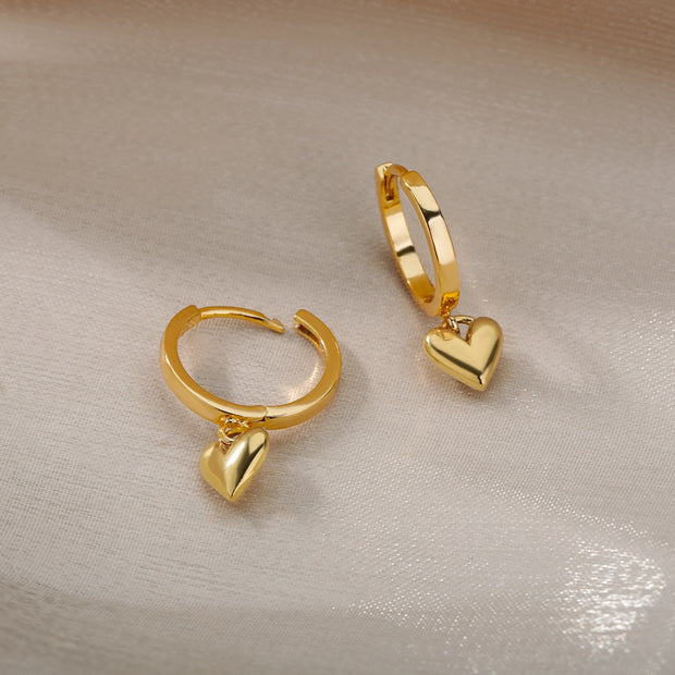Heart Earrings For Women Girl Stainless Steel Vintage Love Heart