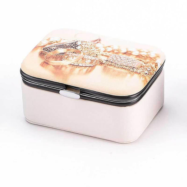8*6*4.2 CM New Portable Jewelry Box With Mirror Earrings Necklace Ring Display