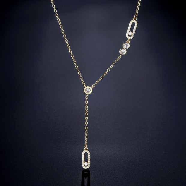 RAKOL Trendy Dainty Initial Cubic Zirconia Tag Shape Choker Necklace for Women