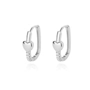 1 Pair Cute Enamel Heart Earrings For Women Sliver Color Stainless Steel