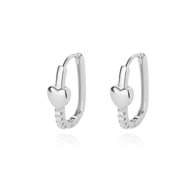 1 Pair Cute Enamel Heart Earrings For Women Sliver Color Stainless Steel
