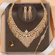 Stonefans Luxury Tassel Rhinestone Bridal Jewelry Sets for Women Wedding