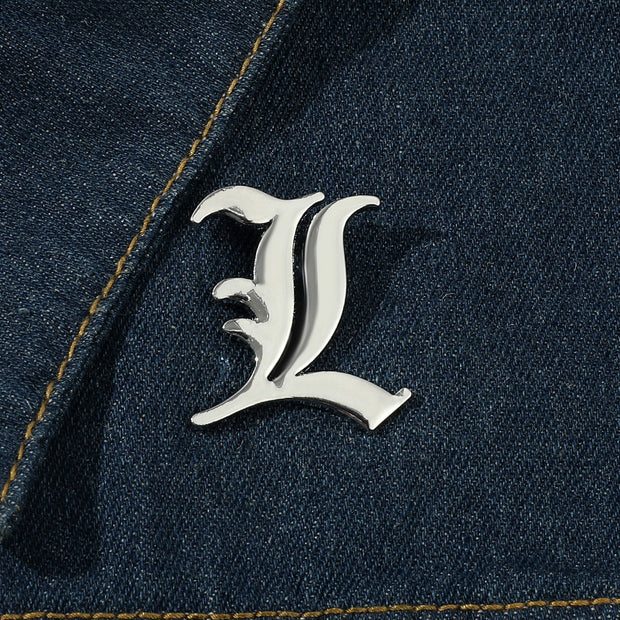 Japanese Anime Death Note Ryuuku Brooches Gothic Letter L Brooch Pins