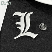 Japanese Anime Death Note Ryuuku Brooches Gothic Letter L Brooch Pins