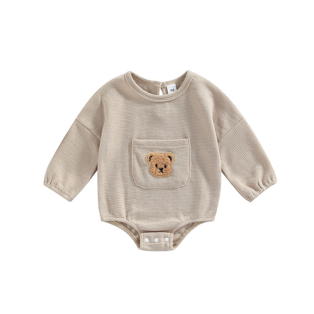 Txlixc Baby Spring Fall Romper Cute Bear Embroidery Long Sleeve