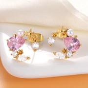 Luxury Cute Austrian Cubic Zirconia Stud Earrings For Women Wedding Fashion