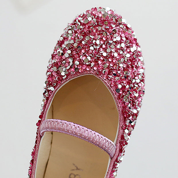 Flats Girl Sequined Princess Shoes Party Dance Leather Shoes
