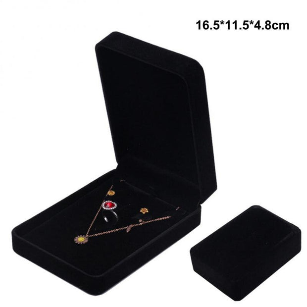 Jewelry Box New Black Flannel Stud Earrings Ring Pendant Bracelet Storage Box