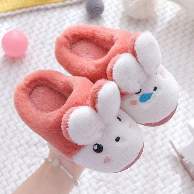 Cute Rabbit Soft Slippers For Kids Girl Winter Warm Cotton Children