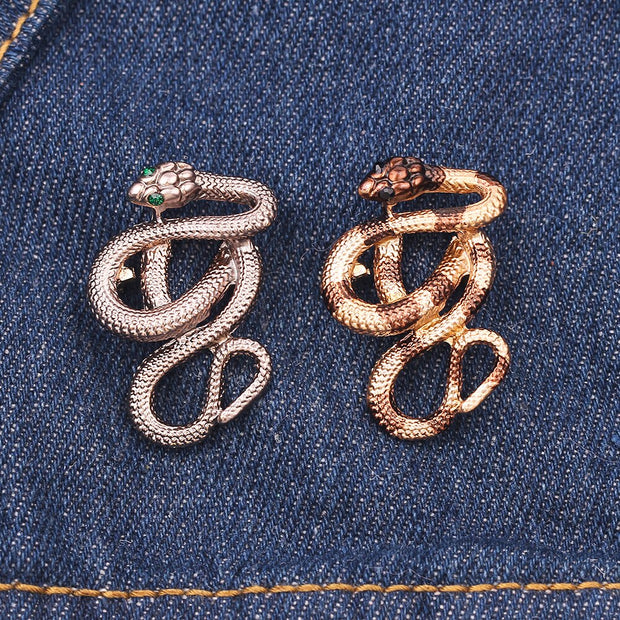 Vintage Unique Design Snake Brooches Women Men Lady Luxury Metal Snake