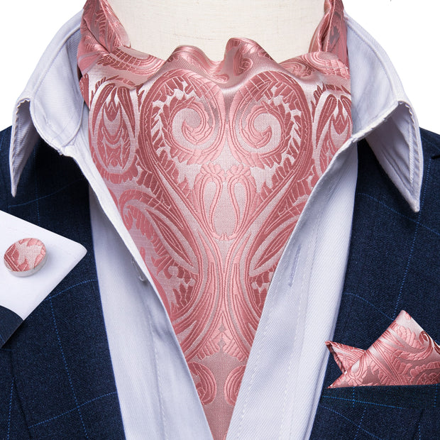 Luxury Men&#39;s Vintage Paisley Floral Formal Cravat Ascot Tie Self British Style