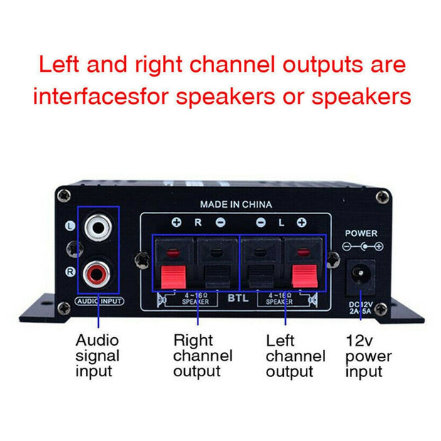 200W+200W Professional Home Amplifiers HiFi Stereo Audio Power Amplifier