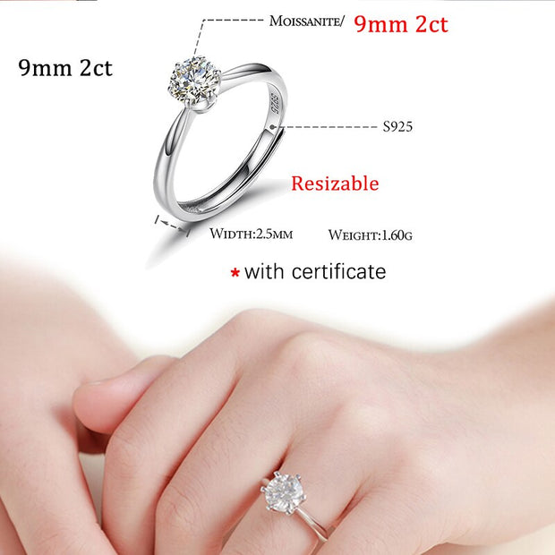Resizable 5mm-9mm Jewelry 925 Sterling Silver Bling 18K White Gold Plated