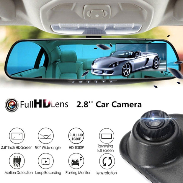 New HD 1080P 2.8&q LCD Display Screen Rear View Mirror Dash Cam