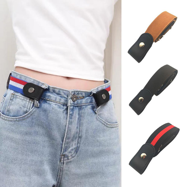 Buckle-Free Belt For Jean Pants Dresses No Buckle Stretch Elastic Waist Belt
