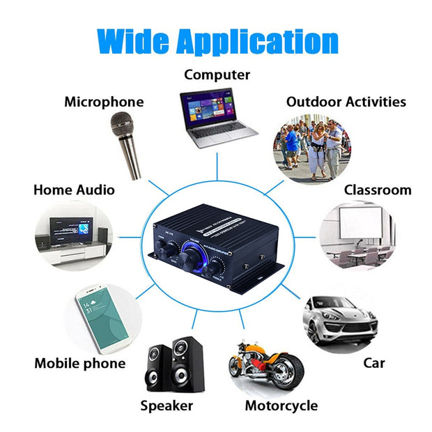 200W+200W Professional Home Amplifiers HiFi Stereo Audio Power Amplifier