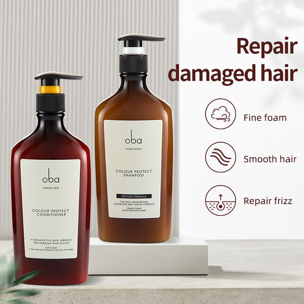 Oba Panthenol Keratin Shampoo and Conditioner Deep Clean Protect Color Curls Silicone Free Professional Shampoo Women