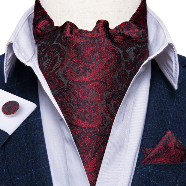 Luxury Men&#39;s Vintage Paisley Floral Formal Cravat Ascot Tie Self British Style