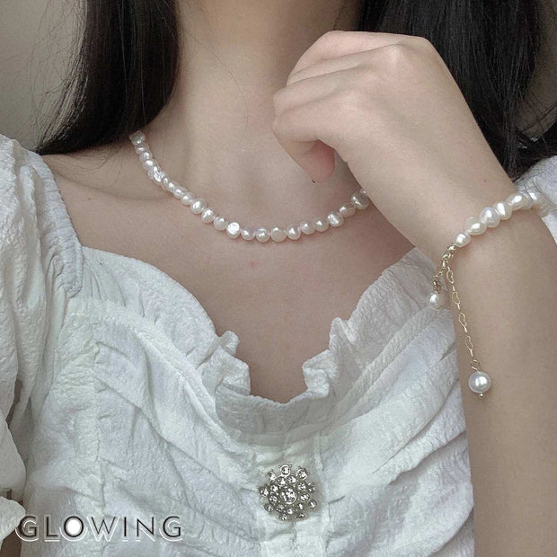 Natural Freshwater Pearl Choker Necklace Baroque Pearl Jewelry for Women