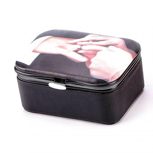 8*6*4.2 CM New Portable Jewelry Box With Mirror Earrings Necklace Ring Display