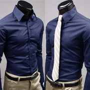 Button Up T Shirt Slim Fit Casual Long-sleeved Blouse Formal Social Business