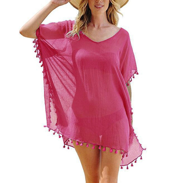 Women Chiffon Tassels Swimsuit Cover Up Sexy Bikini