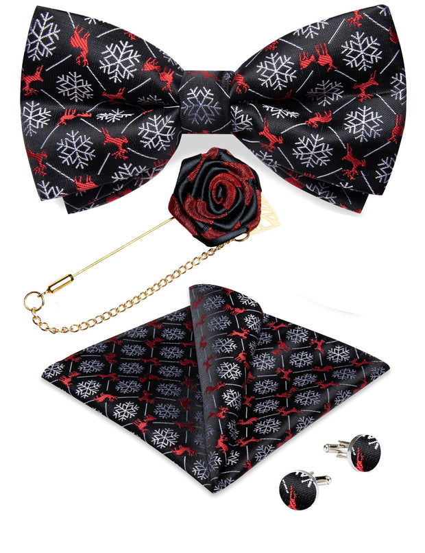 Wedding Bow Tie for Men Classic Red Pre-tied Bowtie Gift Set