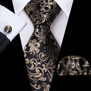 Tie Set Silk Jacquard Floral Necktie Wedding Business Handkerchief Cufflinks Tie