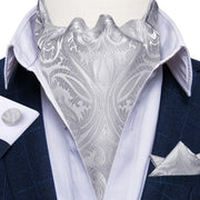 Luxury Men&#39;s Vintage Paisley Floral Formal Cravat Ascot Tie Self British Style